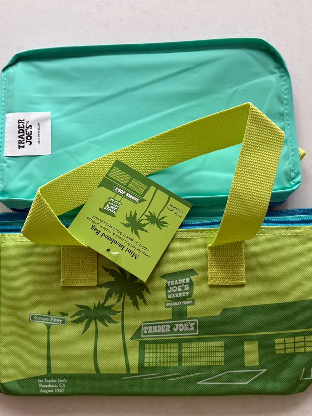 Trader Joe's Lime and Teal Insulated Lunch Bag